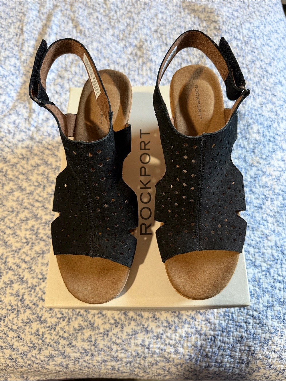 Rockport Briah Hood Sling Wedge Sandal - Black. In original box. Never worn.